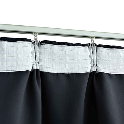 Blackout Curtains with Hooks 2 pcs Anthracite 140x175 cm