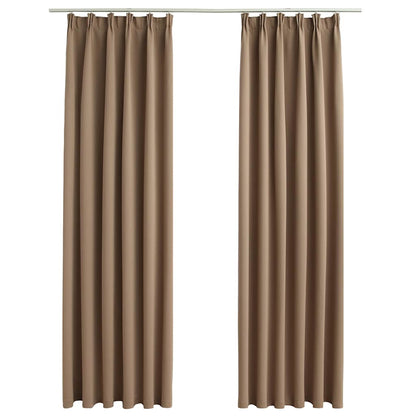 Blackout Curtains with Hooks 2 pcs Taupe 140x225 cm