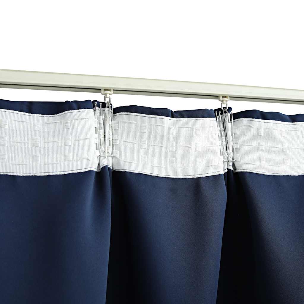 Blackout Curtains with Hooks 2 pcs Blue 140x175 cm
