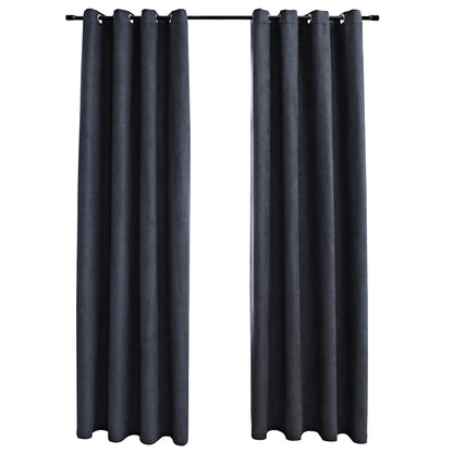 Blackout Curtains with Metal Rings 2 pcs Anthracite 140x245 cm