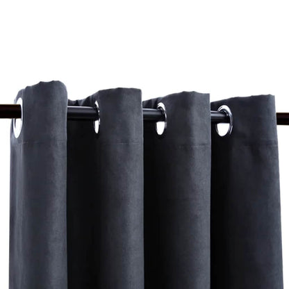 Blackout Curtains with Metal Rings 2 pcs Anthracite 140x245 cm