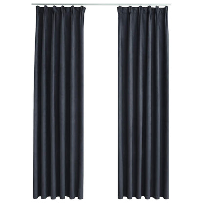 Blackout Curtains with Hooks 2 pcs Anthracite 140x175 cm