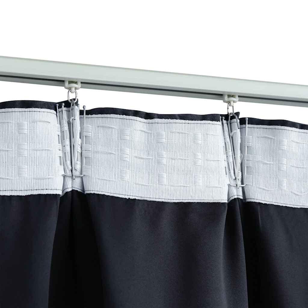 Blackout Curtains with Hooks 2 pcs Anthracite 140x175 cm