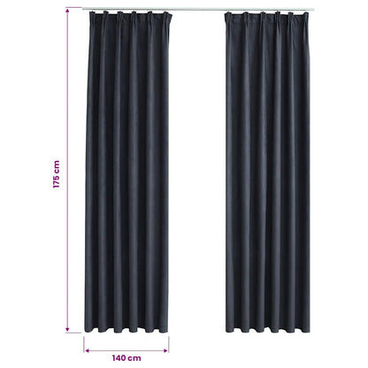 Blackout Curtains with Hooks 2 pcs Anthracite 140x175 cm