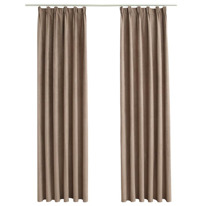 Blackout Curtains with Hooks 2 pcs Taupe 140x175 cm