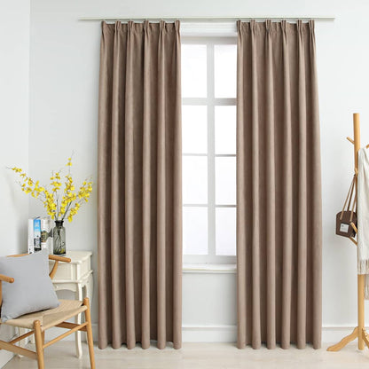 Blackout Curtains with Hooks 2 pcs Taupe 140x175 cm