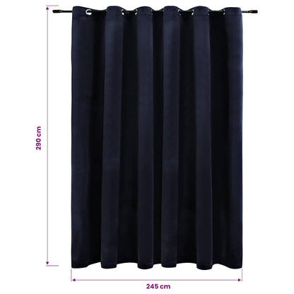 Blackout Curtain with Metal Rings Velvet Black 290x245 cm