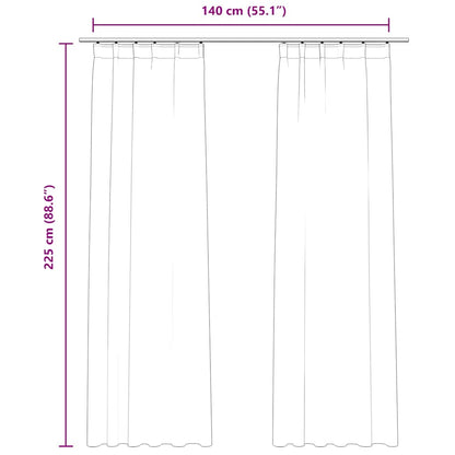 Blackout Curtains 2 pcs with Hooks Velvet Cream 140x225 cm