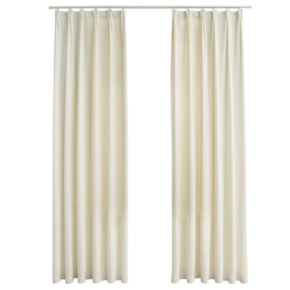 Blackout Curtains 2 pcs with Hooks Velvet Cream 140x245 cm