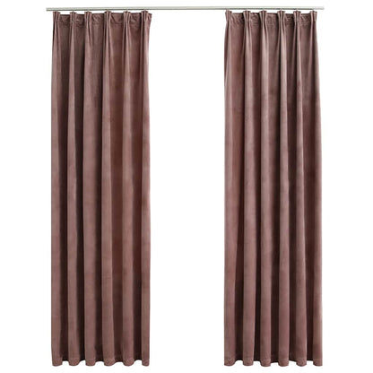 Blackout Curtains 2pcs with Hooks Velvet Antique Pink 140x225cm