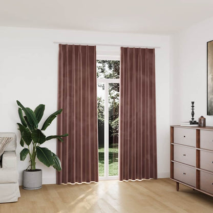 Blackout Curtains 2pcs with Hooks Velvet Antique Pink 140x225cm