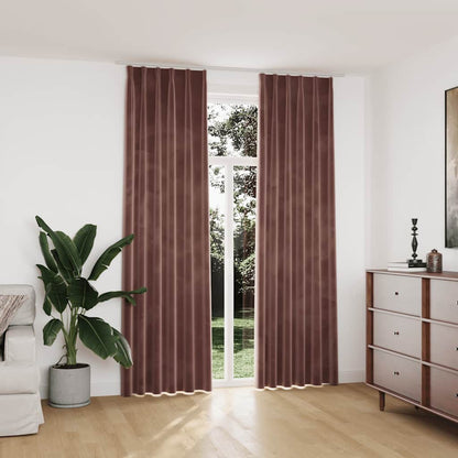 Blackout Curtains 2pcs with Hooks Velvet Antique Pink 140x245cm