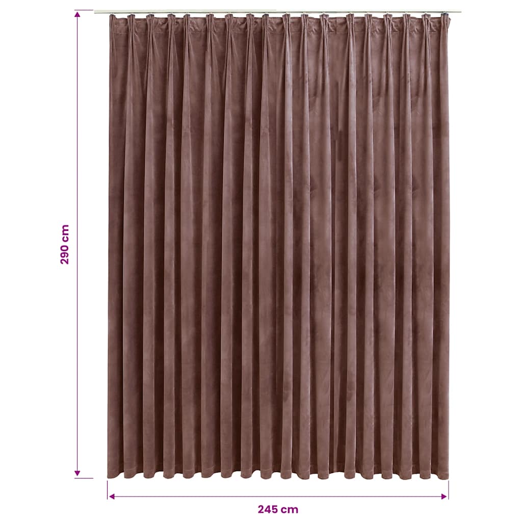Blackout Curtain with Hooks Velvet Antique Pink 290x245 cm