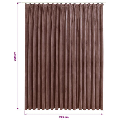Blackout Curtain with Hooks Velvet Antique Pink 290x245 cm