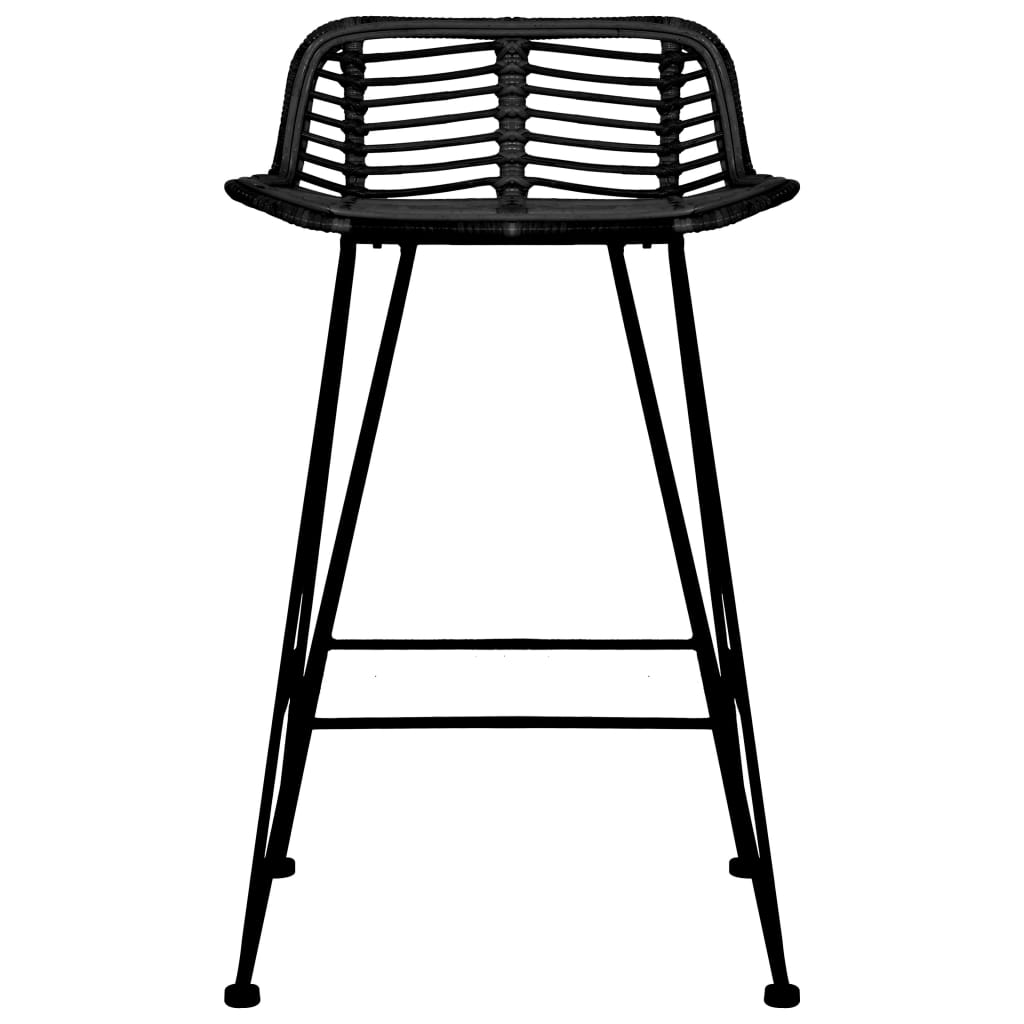 Bar Chairs 2 pcs Black Rattan