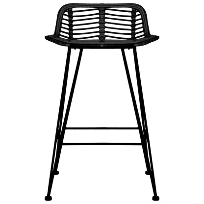 Bar Chairs 2 pcs Black Rattan