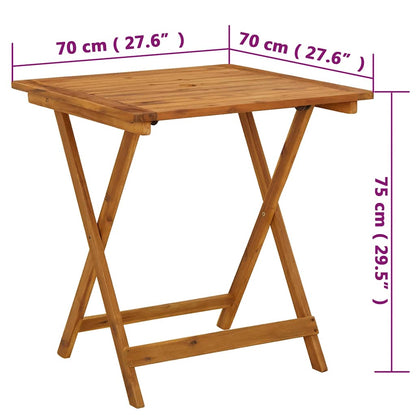 46348 vidaXL Folding Garden Table 70x70x75 cm Solid Acacia Wood