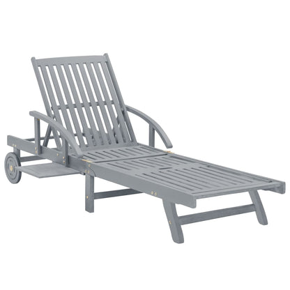 Sunlounger | Grey | Solid acacia wood | Extra Long