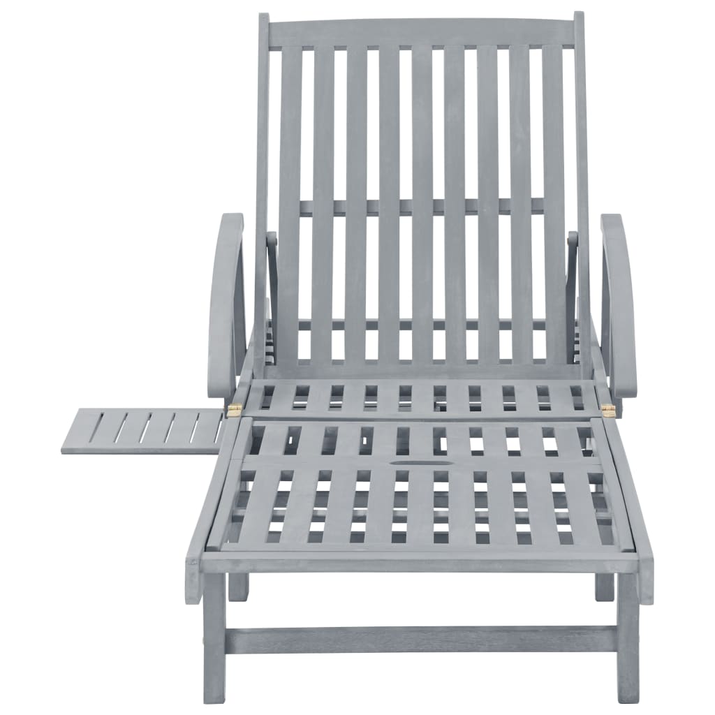 Sunlounger | Grey | Solid acacia wood | Extra Long