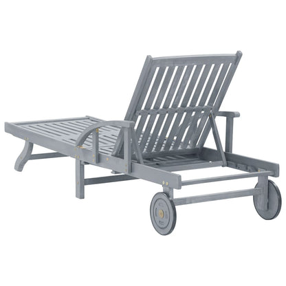 Sunlounger | Grey | Solid acacia wood | Extra Long