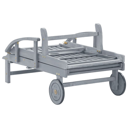Sunlounger | Grey | Solid acacia wood | Extra Long