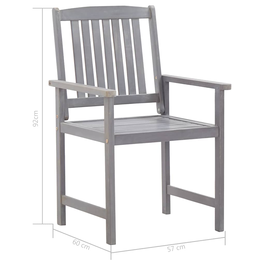 45941 vidaXL 7 Piece Outdoor Dining Set Grey Wash Solid Acacia Wood