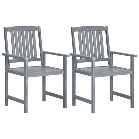 Outdoor Chair | Set of 2 | Grey | Solid Acacia Wood | Standard | Durable