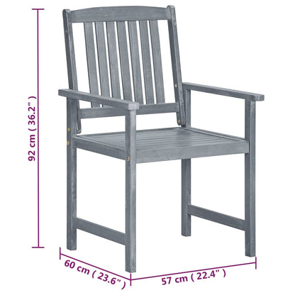 Outdoor Chair | Set of 2 | Grey | Solid Acacia Wood | Standard | Durable