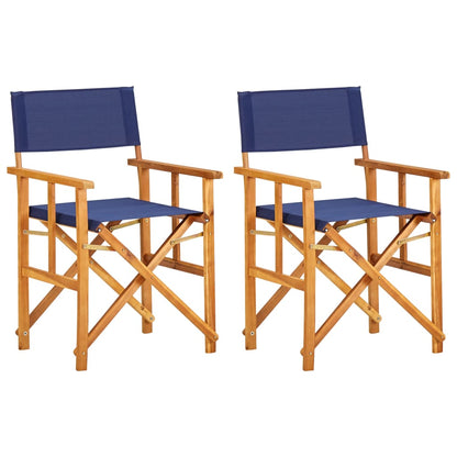 Chair | Set of 2 | Natural wood colour and Blue