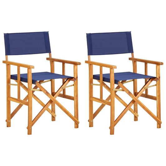 Chair | Set of 2 | Natural wood colour and Blue
