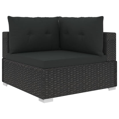 Garden Sofa | Black | PE Rattan, Powder-Coated Steel | 6 Piece Set
