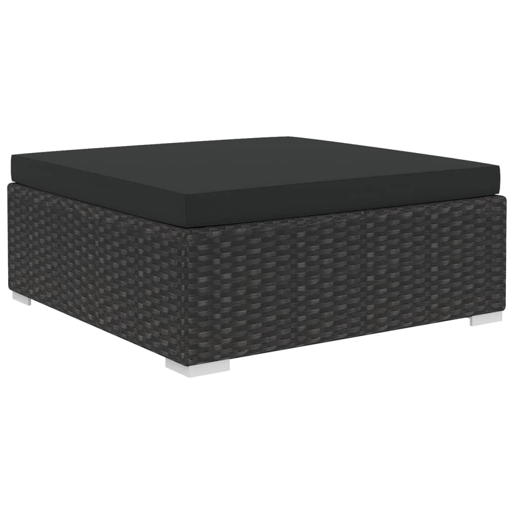 Garden Sofa | Black | PE Rattan, Powder-Coated Steel | 6 Piece Set
