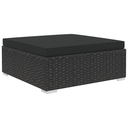 Garden Sofa | Black | PE Rattan, Powder-Coated Steel | 6 Piece Set