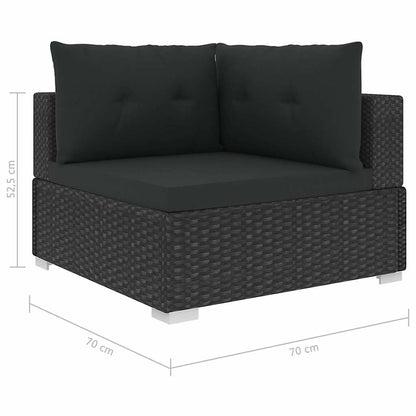 46745 vidaXL 6 Piece Garden Lounge Set with Cushions Poly Rattan Black