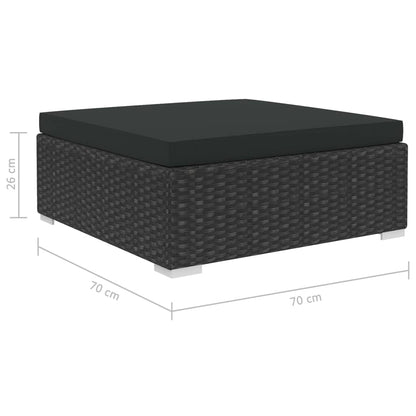 Garden Sofa | Black | PE Rattan, Powder-Coated Steel | 6 Piece Set
