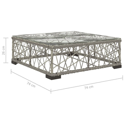Garden Lounge Set | Grey | PE Rattan, Powder-Coated Steel, Tempered Glass