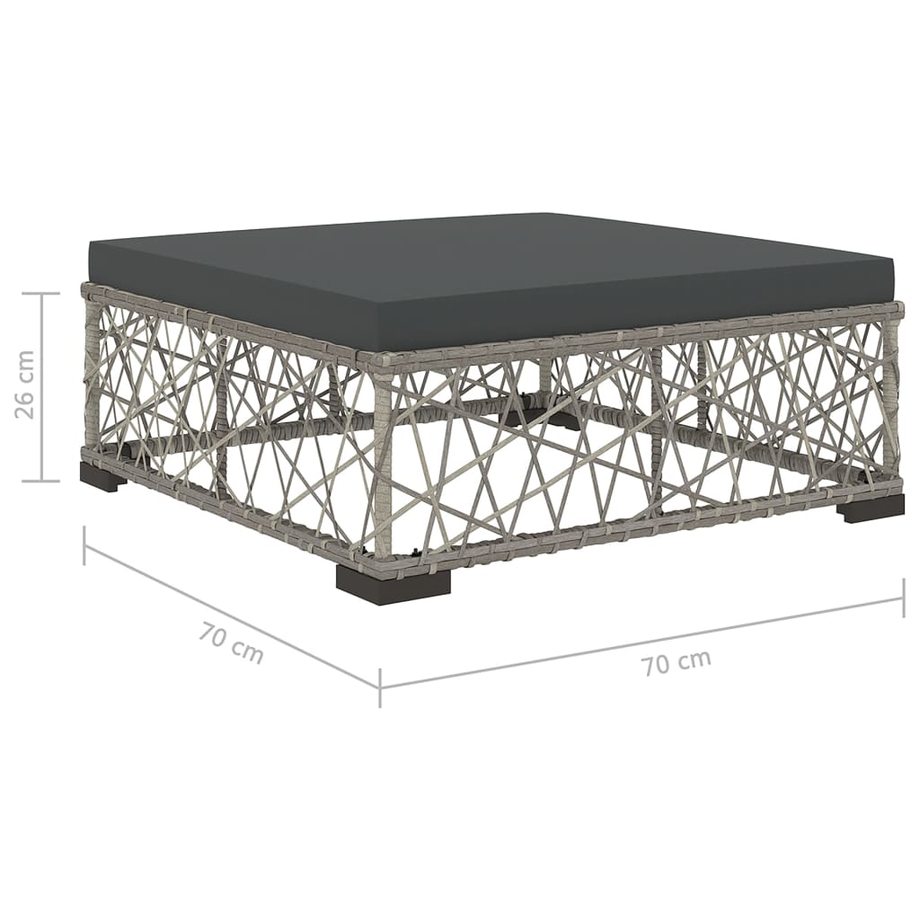 Garden Lounge Set | Grey | PE Rattan, Powder-Coated Steel, Tempered Glass