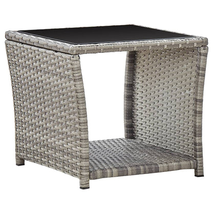 46068 vidaXL Coffee Table Grey 45x45x40 cm Poly Rattan and Glass