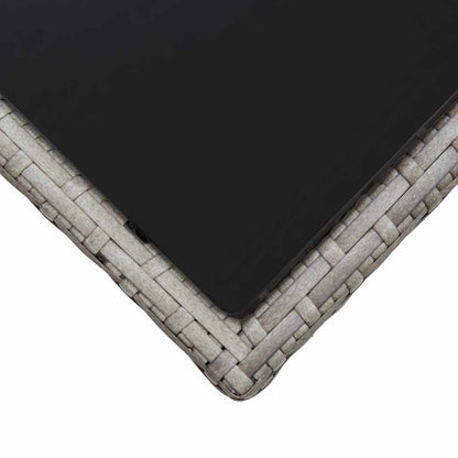 46068 vidaXL Coffee Table Grey 45x45x40 cm Poly Rattan and Glass