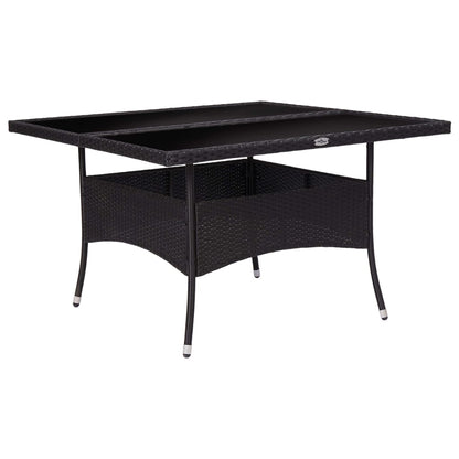 46189 vidaXL Outdoor Dining Table Black Poly Rattan and Glass