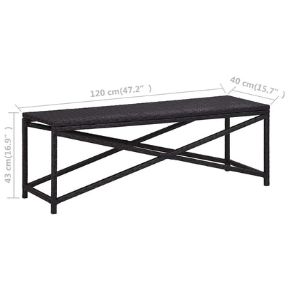 46210 vidaXL Garden Bench 120 cm Poly Rattan Black