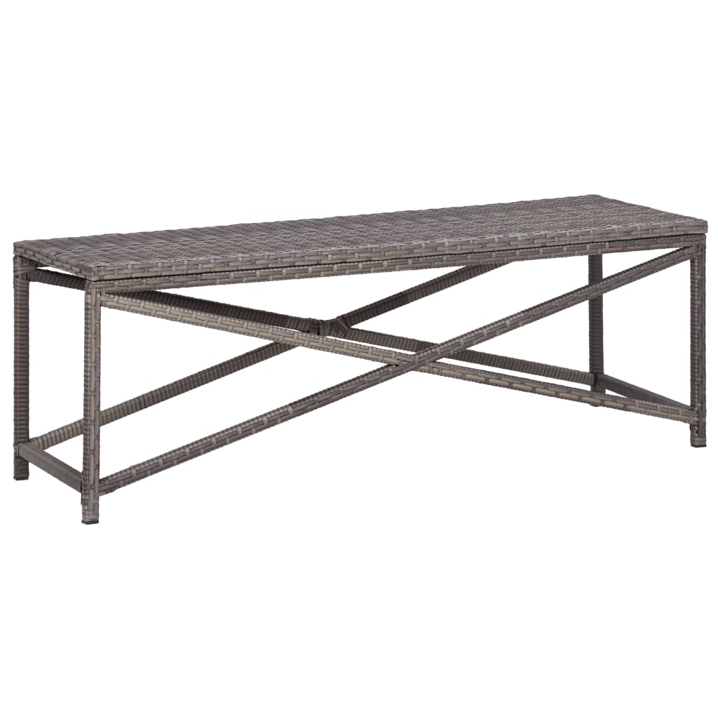 Bench | Grey | PE Rattan, Powder-Coated Steel | 120 cm |  Tough  | Bench