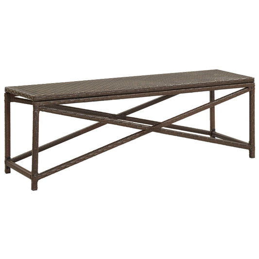 Bench | Brown | Polyethylene rattan and powder-coated steel | 120 cm