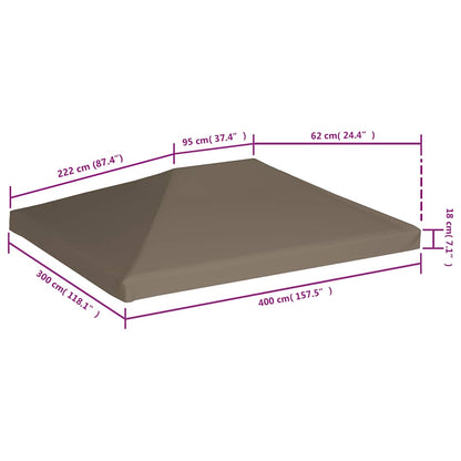 Gazebo Top Cover 310 g/m² 3x4 m Taupe