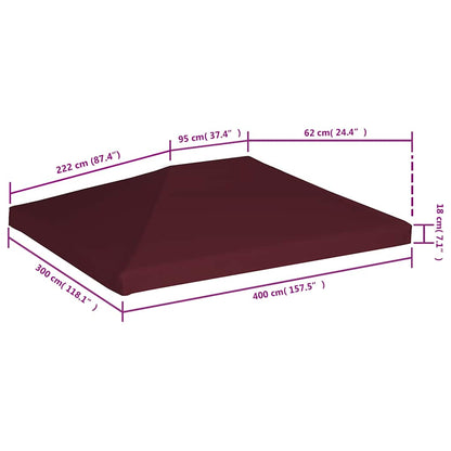 Gazebo Top Cover 310 g/m² 3x4 m Bordeaux
