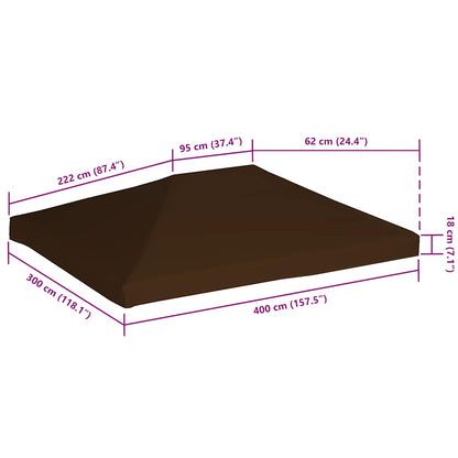 Gazebo Top Cover 310 g/m² 3x4 m Brown