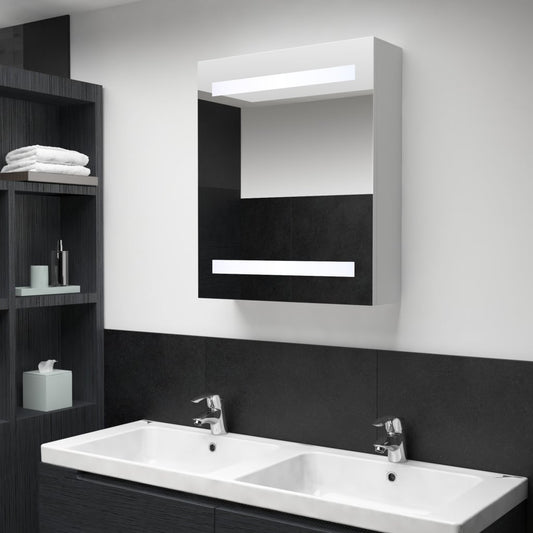Bathroom Cabinet | White, Silver | MDF, Glass | 50x13.5x60 cm