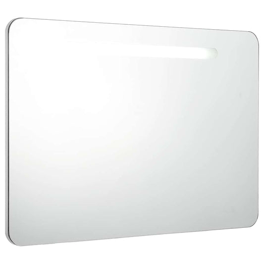 Bathroom Cabinet | White and Silver | MDF with melamine finish, Glass