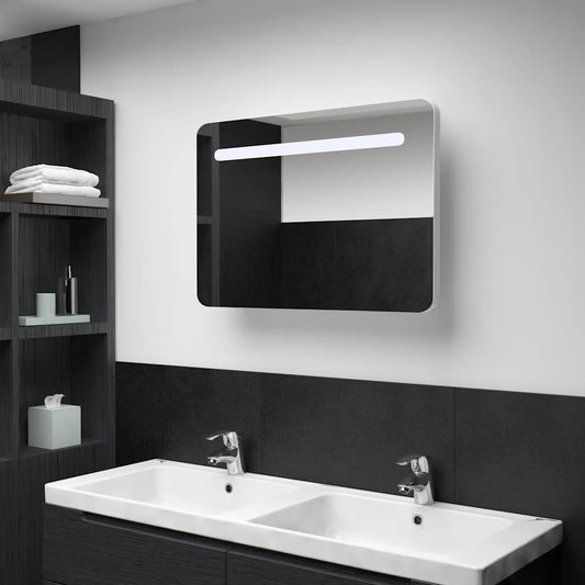 Bathroom Cabinet | White and Silver | MDF with melamine finish, Glass