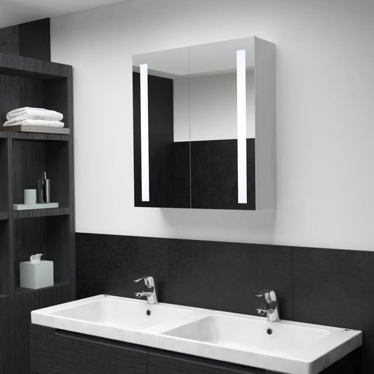 Bathroom Cabinet | White and Silver | MDF, Glass | 60x14x62 cm